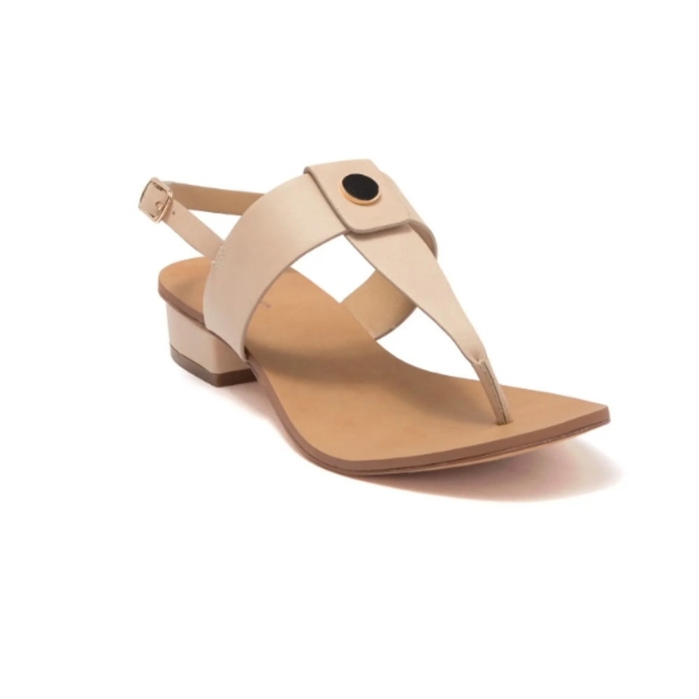 NWT 14TH&UNION ANGELIKA THONG TOE HEELED SANDAL IN NUDE FAUX LEATHER Size 7M